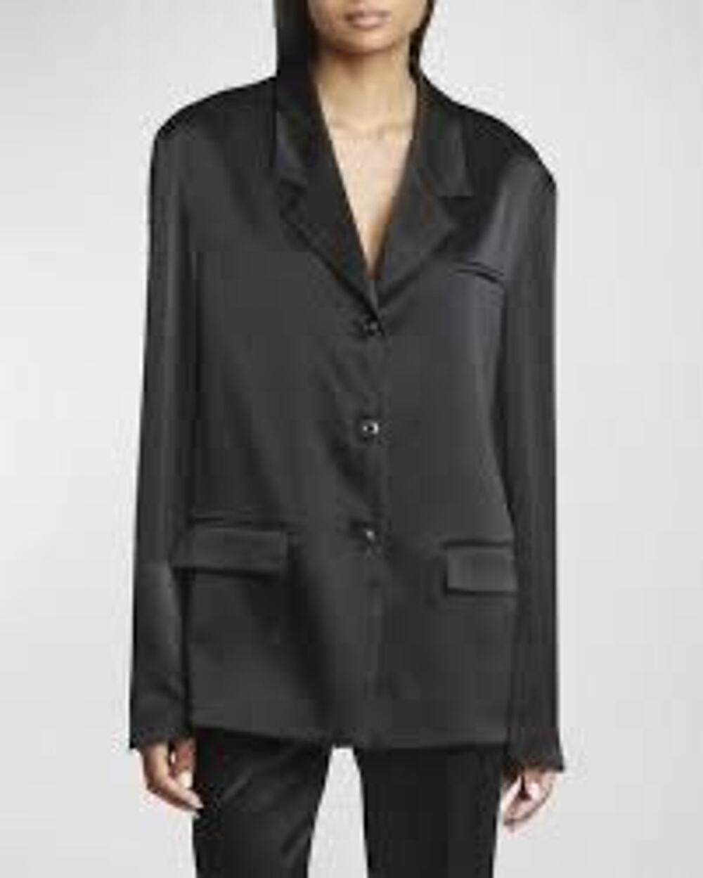 Nanushka Patri Satin Long-Sleeve Shirt XS
